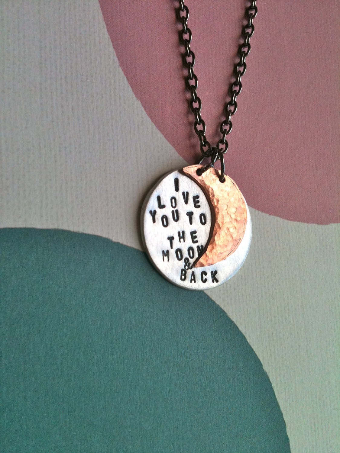I  Love You To The Moon & Back...Handstamped Necklace
