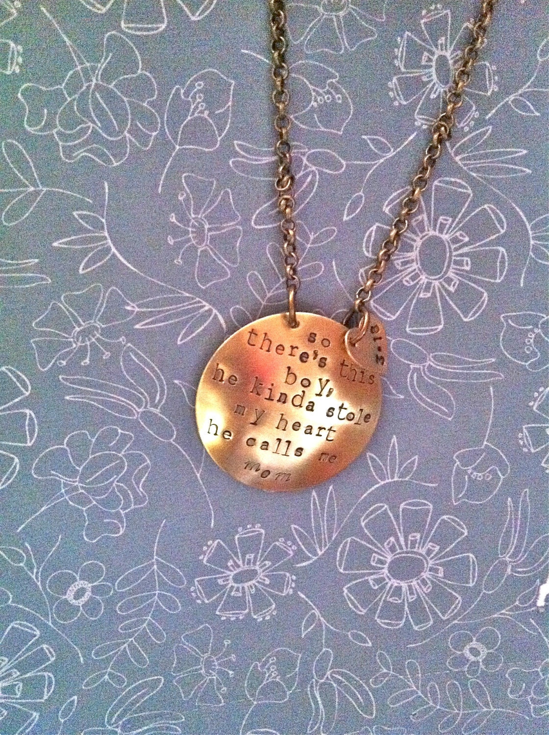 NEW-So there's this boy/girl he/she kinda stole my heart. He/she calls me mom...Hand Stamped Necklace
