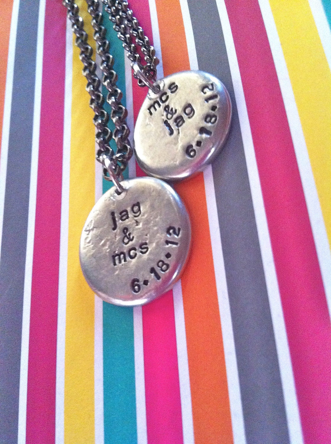 NEW-HIS & HERs...dark chocolate and tulips Wedding Collection..Hand Stamped