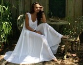 Bridal Nightgown Wedding Lingerie Full Swing White Nylon Waiting in the Shadows of Moonlight Honeymoon Romance  Nightgown
