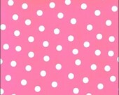 Oilcloth By The Yard White Dot on Pink