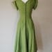 Vintage Dress 40s 50s Peridot Green Woven Full Skirt Gown XS S