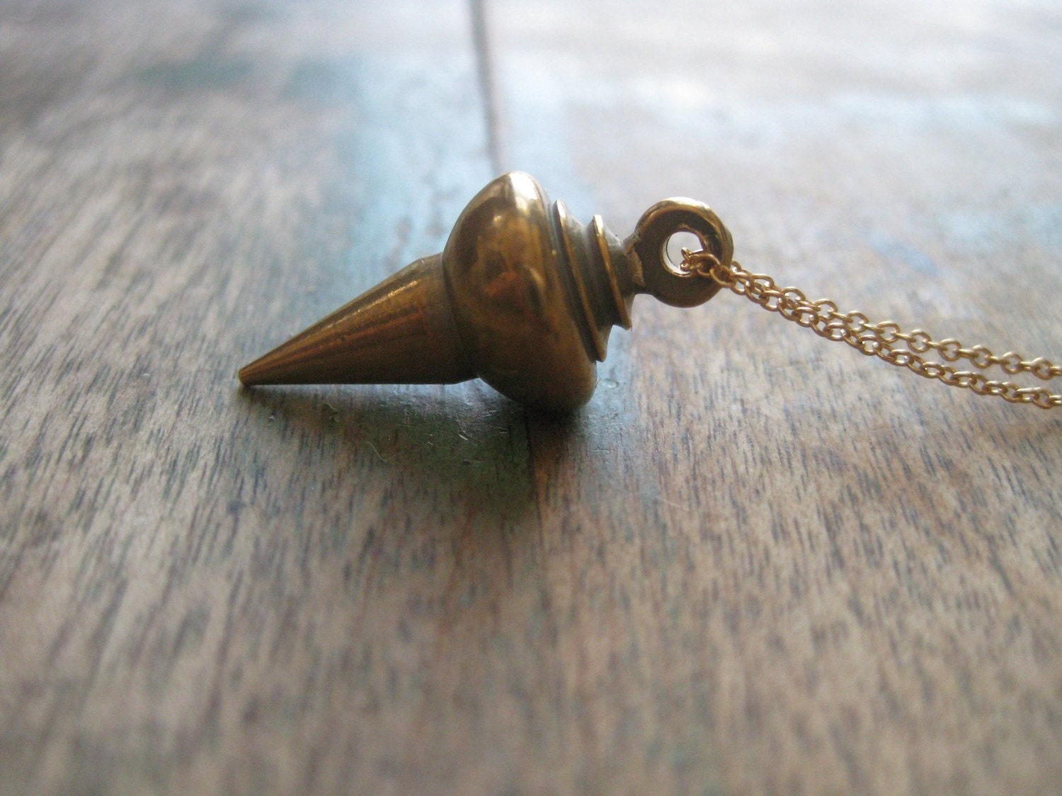 Gold Necklace with Brass Pendulum