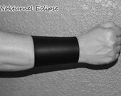 Plain Black Leather Wristband Cuff Lace Up Design Superhero Halloween Cosplay Comic Con Geek Costume Black Death Metal Gothic Fetish Leather