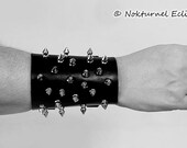 Spiked Leather Wristband Gauntlet Bracer Cuff w/ 1/2 Inch Spikes - Sporadic  Lace Up Design - Black Metal Fetish Bondage Halloween Costume
