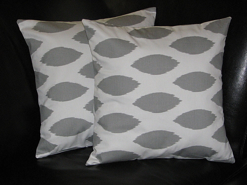 EUROS Grey on White Ikat 26x26 Floor Pillow Covers gray 26" storm Chipper Pillows