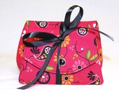 Gift Set/Coin Purse and Wallet/Gift Card Holder with flowers and paisleys in watermellon red, yellow and black