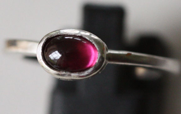 Ruby Ring in Sterling Silver Hand Forged Size7