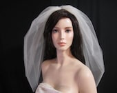 25 inch elbow length puffy bubble veil, bridal veil, wedding veil