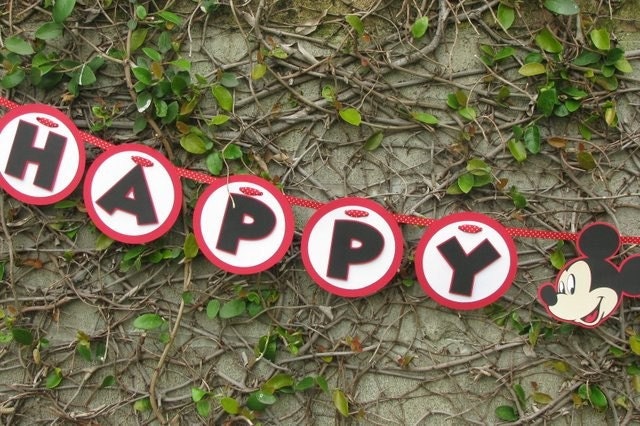 Mickey Mouse Happy Birthday Banner - MADE TO ORDER