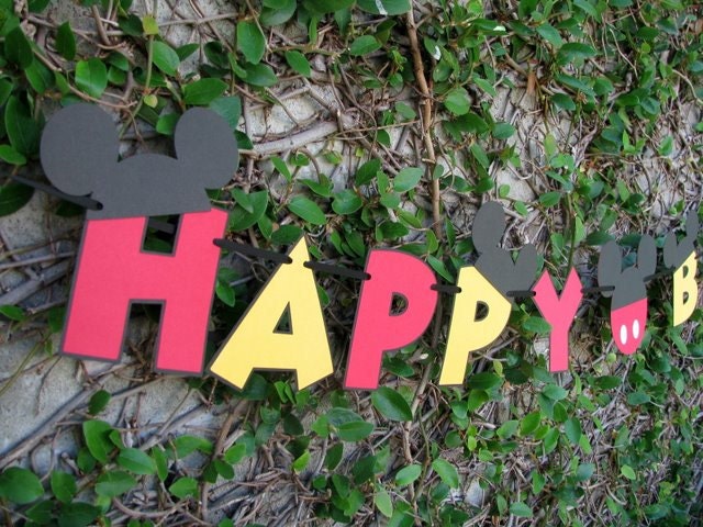 Mickey Mouse Happy Birthday Banner - MADE TO ORDER