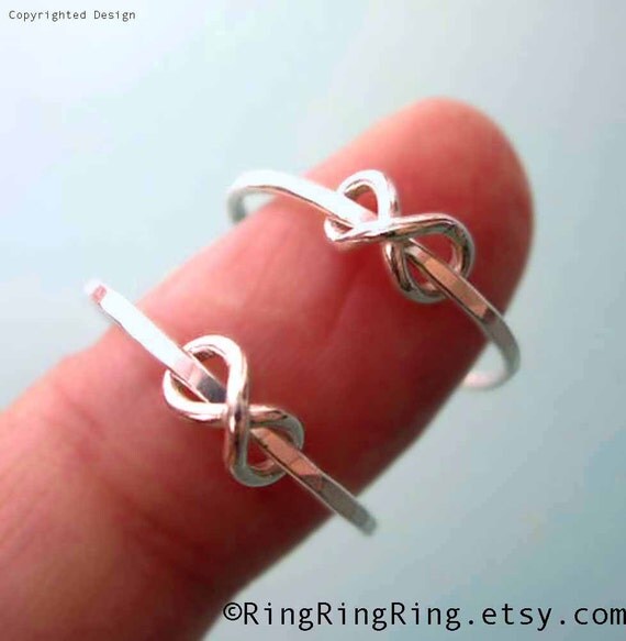 925 Simple Infinity rings - Set of 2, Sterling silver ring jewelry, Promise rings, for girlfriend 123112