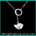 Sterling silver necklace jewelry - 925 hammered circle with cute twitter bird neclace 072012