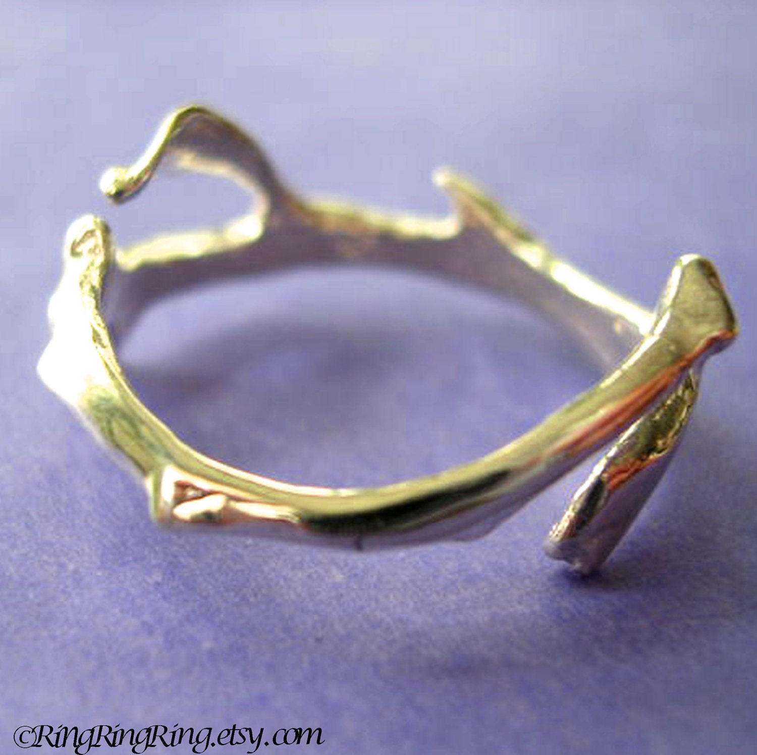 925. Thorn with leaf ring jewelry - Solid sterling silver ring. Size adjustable 092812