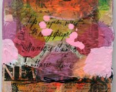 painting mixed media original art abstract  fine art contemporary decor pink violet