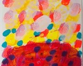 original painting on paper acrylic red lake mixed media contemporary fine art