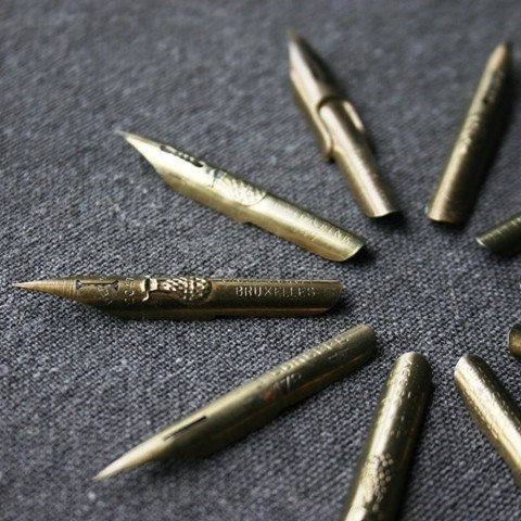 Antique nibs. Instant collection of ten different.