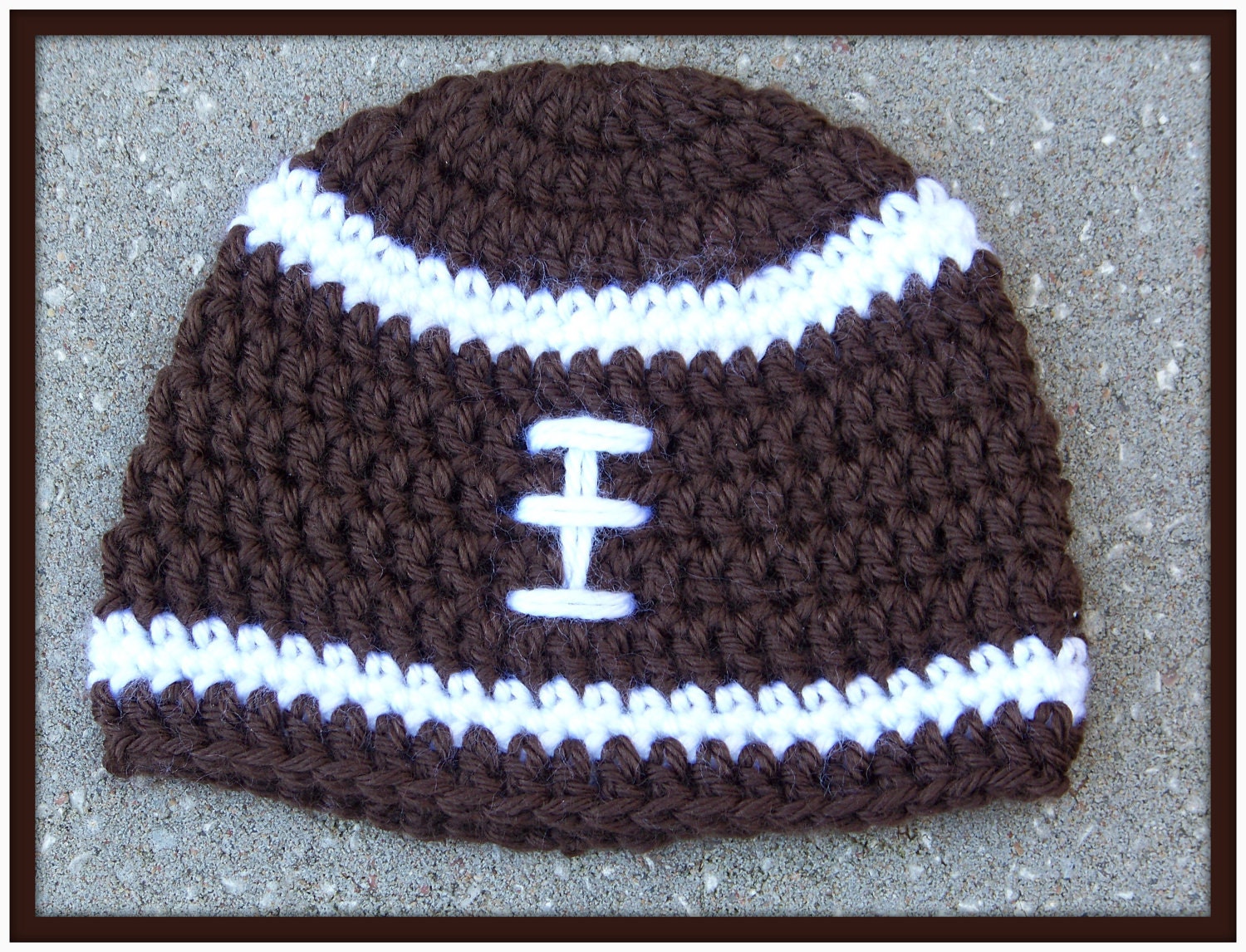 Crochet Baby Hat, Football Hat, Brown and White, Newborn Football Hat, Infant Baby Hat,Gift, Photo Prop