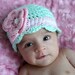 Crochet Baby Girl Hat, Baby Girl Hat, Newborn Crochet Hat, Infant Hat, Mint Green, Pink, White, Gift