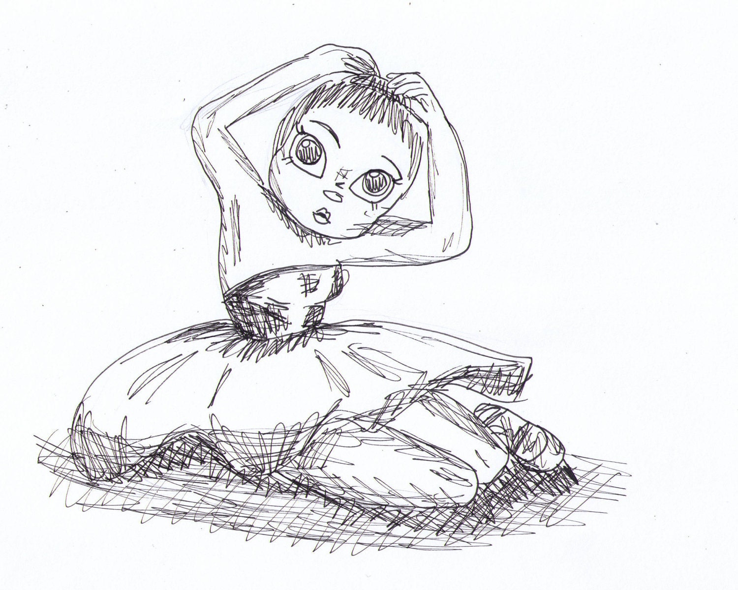 Almost Showtime 4x6 art sketch ink black and white ballet print