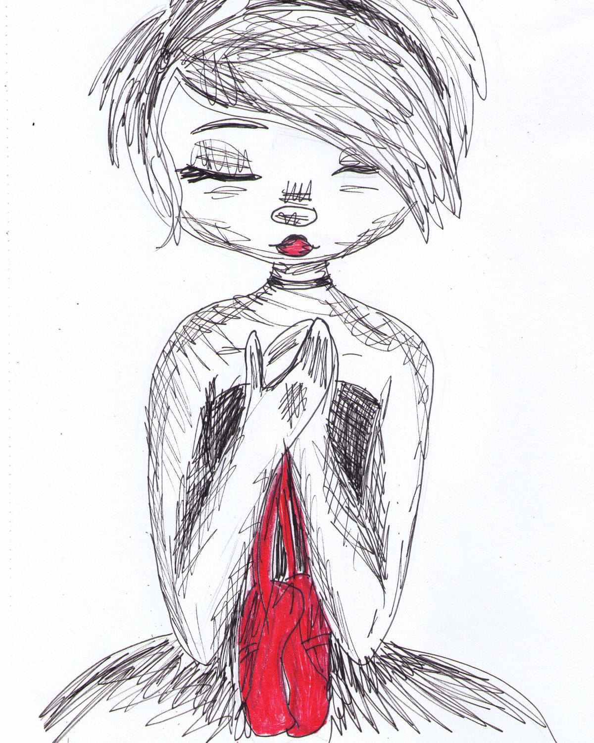 Ballet Dancer 4x6 ink sketch ballet print by Cadouxdle