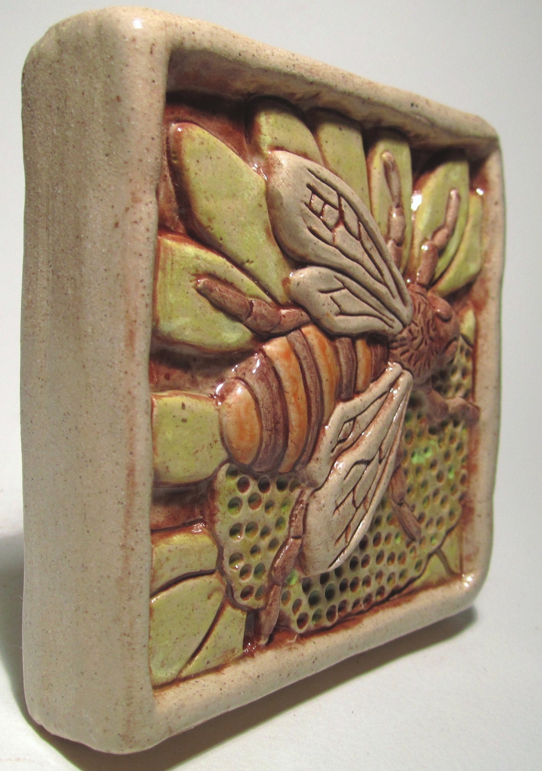 Honey Bee Ceramic Art Tile  Multi