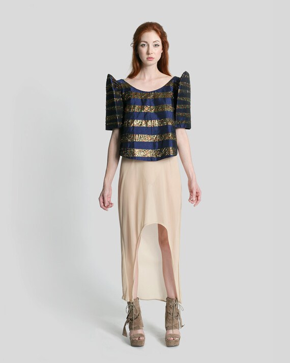 Reserved for parasail212- Vintage Metallic Avant Garde Architectural Ziggy Stardust FilipinoTop
