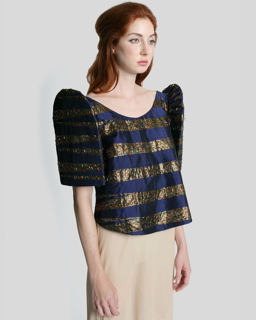 Reserved for parasail212- Vintage Metallic Avant Garde Architectural Ziggy Stardust FilipinoTop