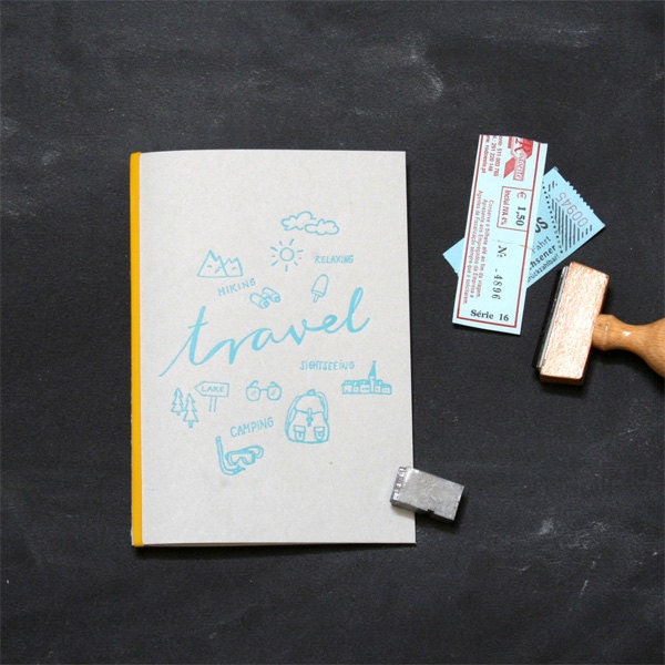 Grey Letterpress Travel Notebook for your holidays