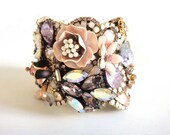Custom Made - Bridal Cuff bracelet - wedding jewelry - statement piece - made to order in the colours of your choice - OOAKjewelz Couture