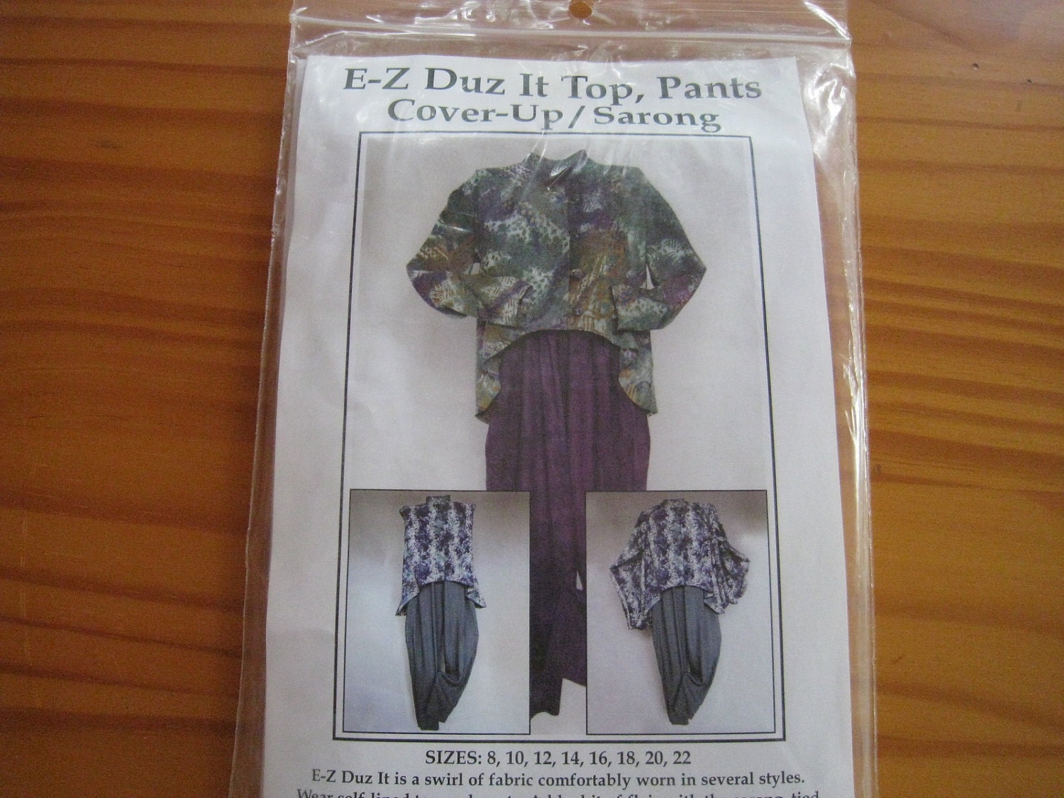 EZ Duz It Pattern Never Cut Pants Sarong Coverup