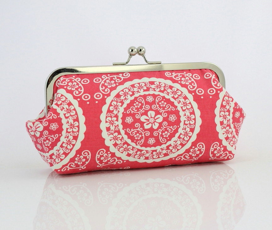 Bridesmaid Clutch - Honeysuckle Pink  - 8 inch Large Frame Clutch - the Emma Clutch
