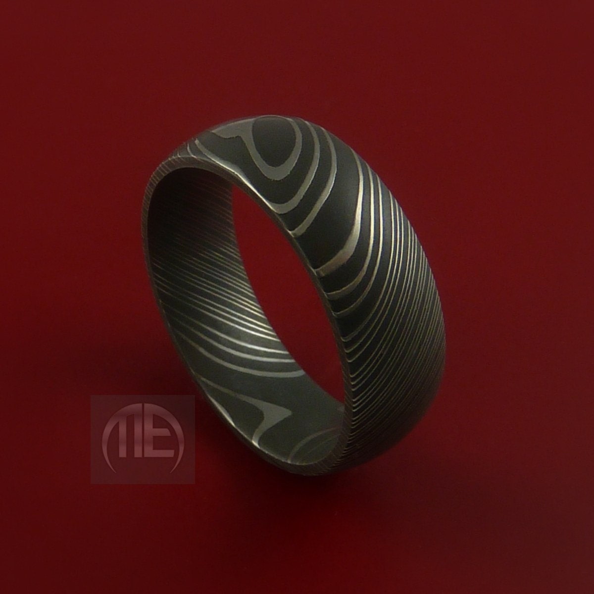 Damascus Steel Ring Acid Finish Genuine Craftsmanship Band Any Size 3-22