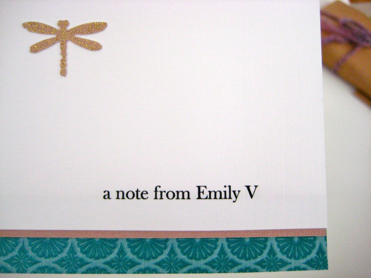 Gold Dragonfly and Teal Personalized Stationery Card Set