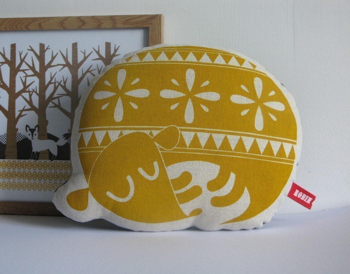 Hand Screen Printed Sleepy Dog in Yellow