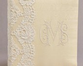 Personalized Wedding Guest Book & Brides Book - Silk Dupioni with Lace and Monogram