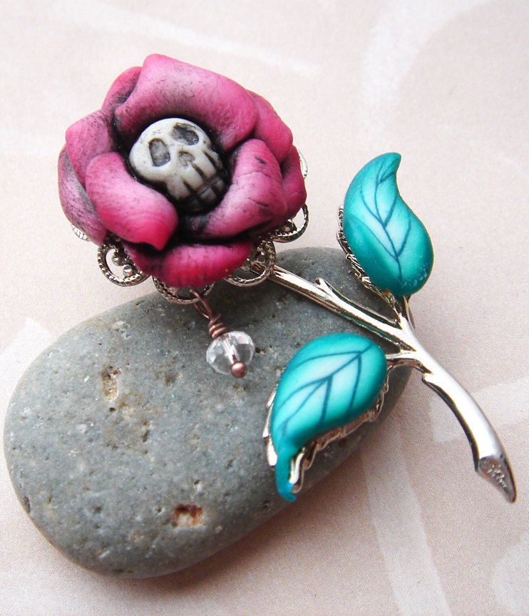Dead Flowers Brooch 1- Pretty in Pink
