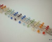 Rainbow crystal and silver chain bracelet