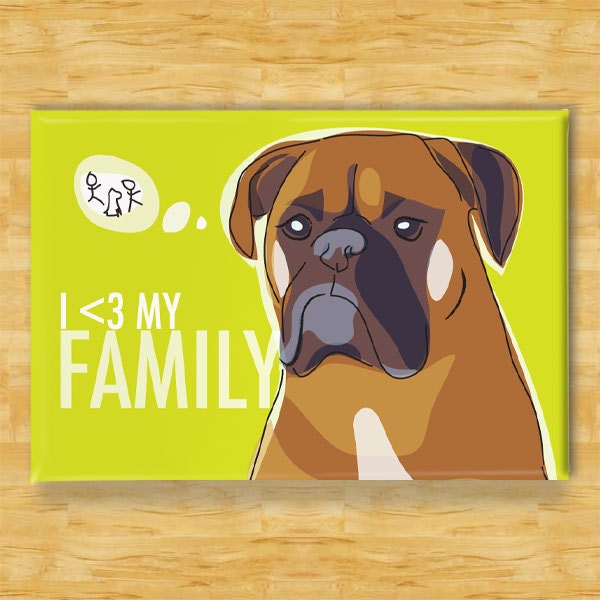 Boxer Dog Magnet - I Heart My Family