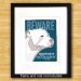 Pit Bull Print 8x10 Modern Dog Art - Beware Aggressive Snuggler - White Pit Bull