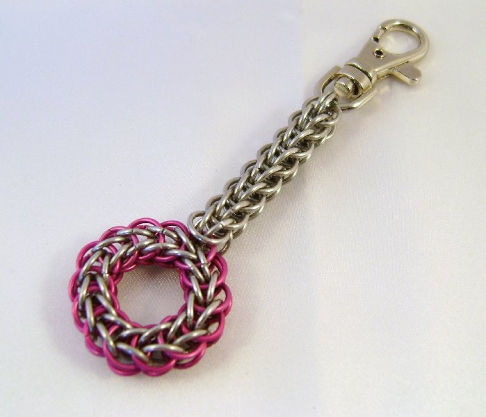 Pink & Bright Aluminum Circle Chainmaille Keychain