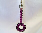 Purple & Black Anodized Aluminum Circle Chainmaille Keychain