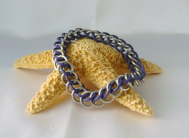 Purple Half Persian Stretchy Chainmaille Bracelet