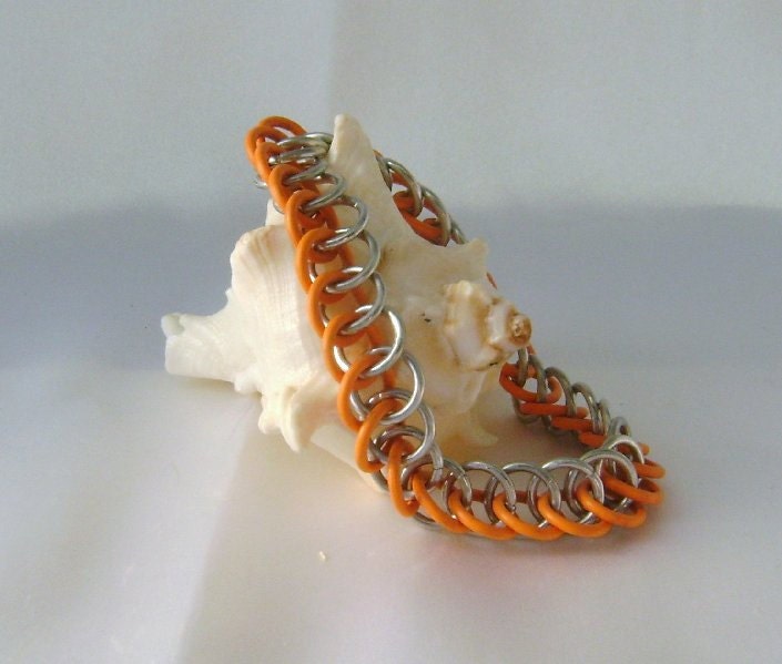 Orange Half Persian Stretchy Chainmaille Bracelet
