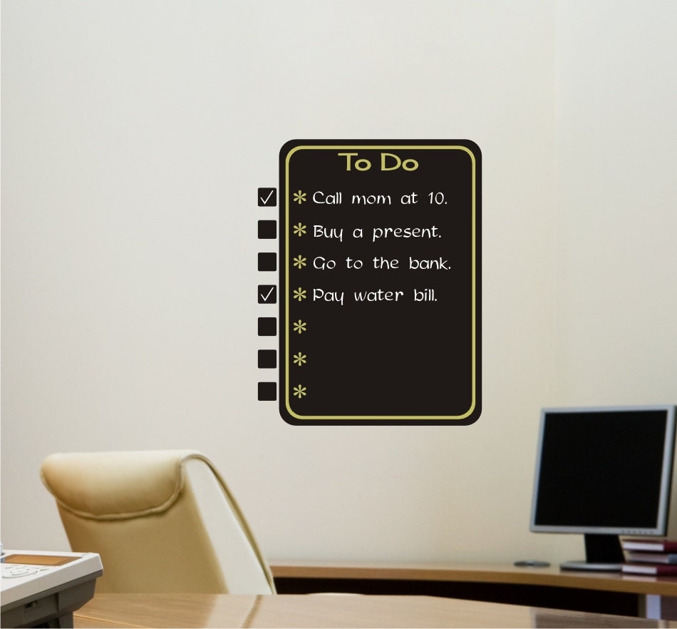 To Do Chalkboard Decal - Blackboard  Vinyl Wall Decal, to do list removable chalkboard decal