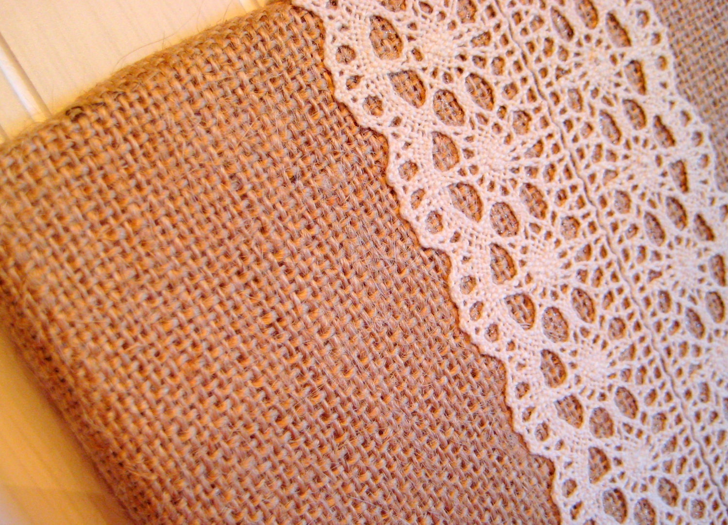 College Dorm, Country Chic Burlap and Lace Bulletin Board, Wedding Memo Board, tack board, 8 x 16 inches