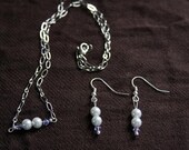Pearl and Swarovski Crystal Necklace and Earring Set - Great For Bridesmaids