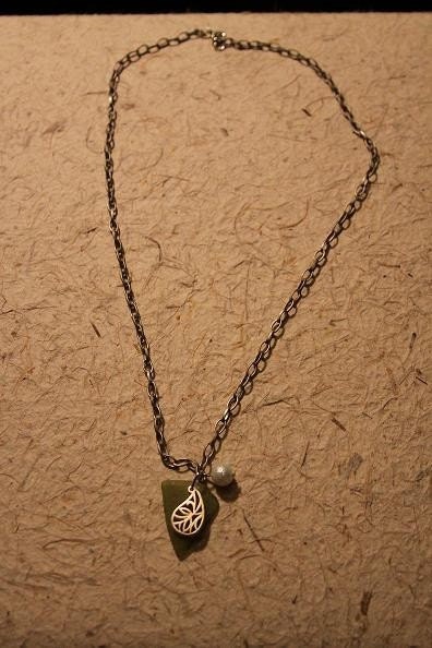 Black Friday and Cyber Monday Sales Olive Oil Upcycled Sea Glass Necklace