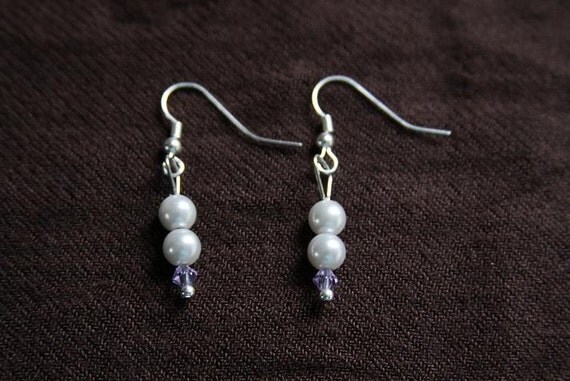 Pearl and Swarovski Crystal Necklace and Earring Set - Great For Bridesmaids