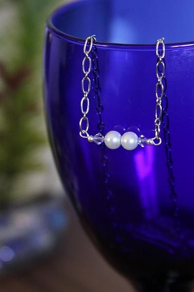 Lilac and White Pearl Necklace Perfect for Bridal Parties or Prom